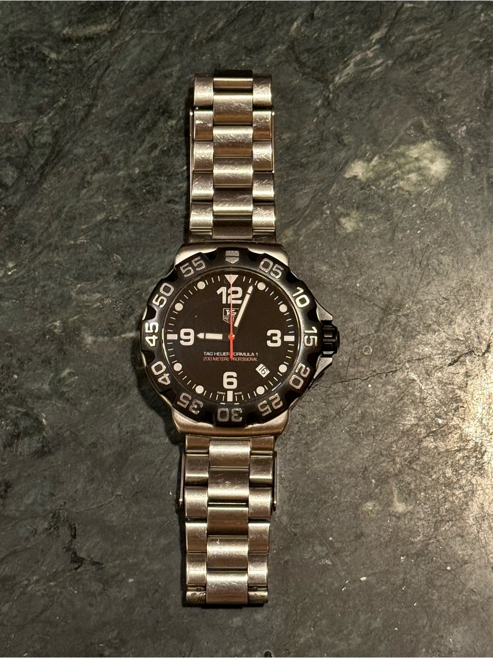 Tag Heuer Watch - Black Dial with Silver Bracelet